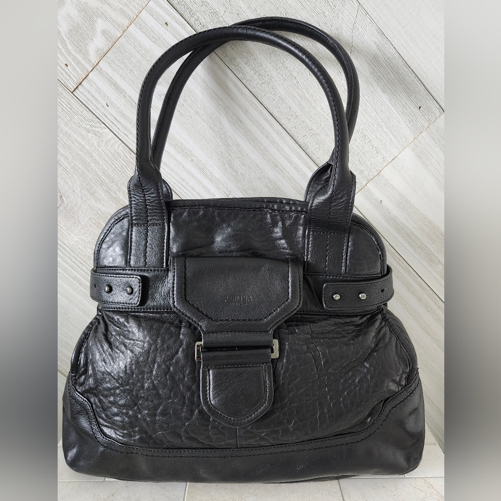 Perlina New York Paige Black Leather Satchel